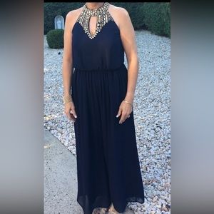 vince camuto navy blue jumpsuit size 6